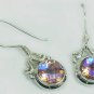 Sterling Silver Earrings with Doublet Rainbow Blush Stone (CB Cut). (AJER04)