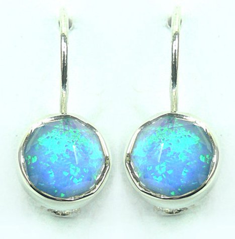 Sterling Silver Earrings with Opal Quartz Blue stone (AJER03)