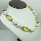 Sterling Silver Necklace with LEMON & DIAMOND CUT SILVER BEADS (AJNK01)