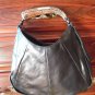 #YSL (Yves Saint Laurent) Black Leather Mombasa Horn Shoulder Hobo Bag