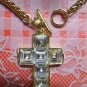 Kenneth Jay Lane Thick Chain Cross Necklace in Metallic Gold With Clear White Cross Pendant