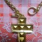 Kenneth Jay Lane Thick Chain Cross Necklace in Metallic Gold With Clear White Cross Pendant