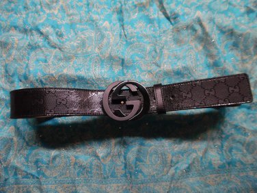 GUCCI Black Signature Interlocking G Buckle Belt