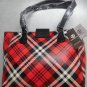 Giani Bernini Red Multi Plaid Faux Leather Satchel Tote Bag