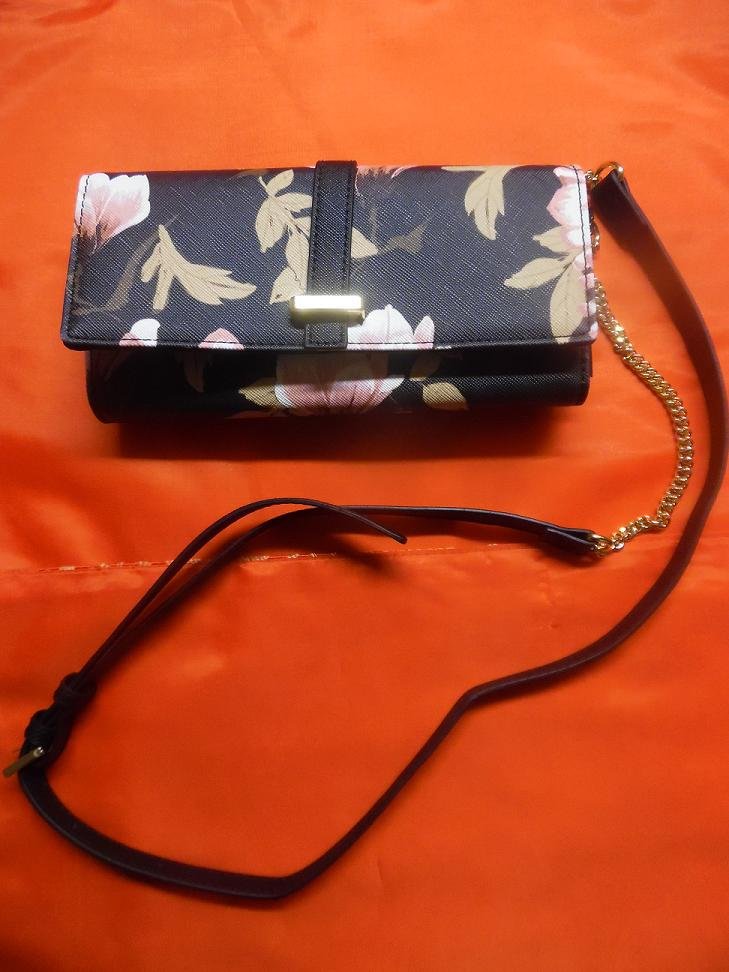Le Chateau Floral Saffiano Faux Leather Wallet with Crossbody Strap