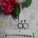 FREEDOM Silvertone and Crystal Flower Drop Earrings & Choker Set