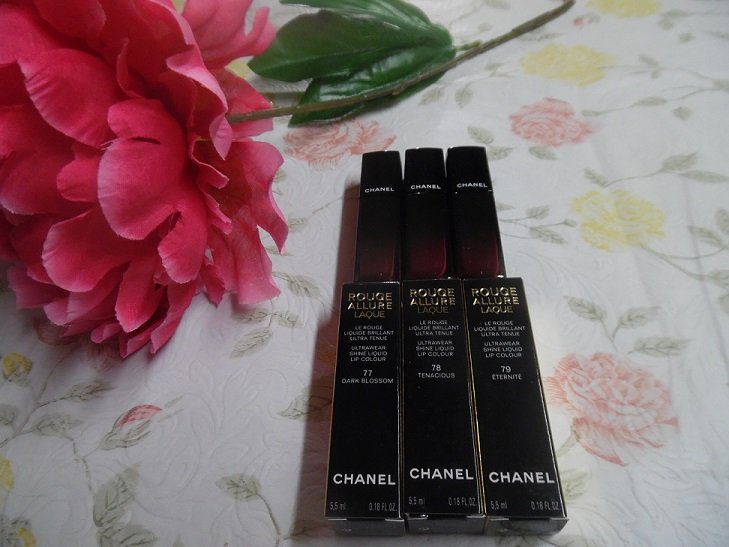 Chanel Rouge Allure Laque Liquid Lipstick Trio Set (77 Dark Blossom,78 Tenacious & 79 EtÃ©rnitÃ©)