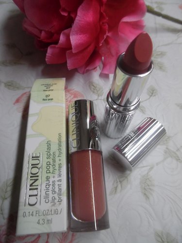 Clinique Pop Splash Lip Gloss 07 Fizz Pop & Quo Beauty Nude Lipstick