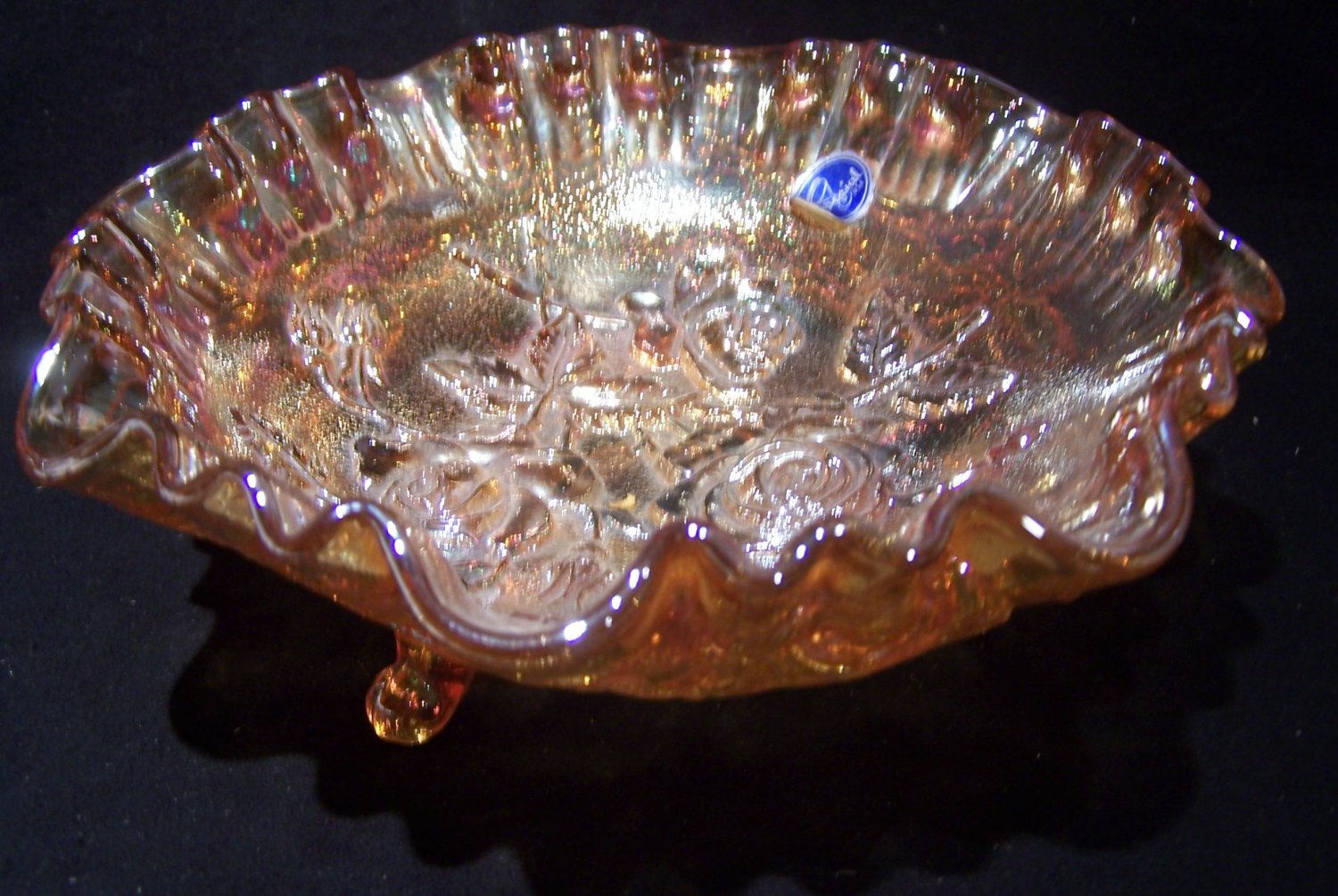 Imperial Glass Luster Rose Carnival Glass Bowl