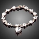 14K Rose Gold Clear Crystal Heart Bracelet  #B45