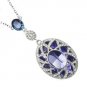 BEAUTIFUL 18K PLATINUM PURPLE CRYSTAL NECKLACE and CHAIN #N13