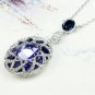 BEAUTIFUL 18K PLATINUM PURPLE CRYSTAL NECKLACE and CHAIN #N13