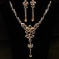 YELLOW BOW RHINESTONE GOLD TONE STATEMENT NECKLACE SET ~FREE SHIP to US~ #F150