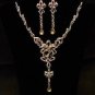 YELLOW BOW RHINESTONE GOLD TONE STATEMENT NECKLACE SET ~FREE SHIP to US~ #F150
