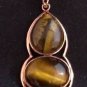 BEAUTIFUL LARGE ROSE GOLD TIGER'S EYE STONE PENDANT #P13