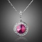 18K PLATINUM PINK ZIRCON CRYSTAL NECKLACE AND CHAIN #N05