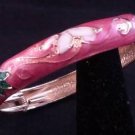 Pink Enamel Gold Floral Bangle BRACELET ~ #B57