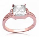 18K Rose Gold  Zircon & crystal Ring Size 6.5 ~FREE ship in US R248
