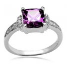 18K Platinum Purple Zircon & crystal Ring Size 8 ~Ships FREE to US R02