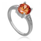 18K Platinum Amber Zircon & crystal Ring Size 6.5 ~Ships FREE to US R32