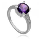 18K Platinum Purple Zircon & crystal Ring Size 8.5 ~Ships FREE to US R24