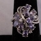 18K Platinum Large Purple Zircon Cluster  Ring Size 7.75  ~Ships FREE to US R273