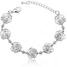 Platinum Crystal Rose Flower BRACELET #B50
