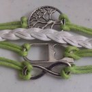 Cute Multi layer Woven Cord Green and White Tree BRACELET #B77