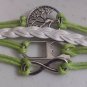 Cute Multi layer Woven Cord Green and White Tree BRACELET #B77