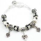 Super Cute Tibetan Silver Heart Bead and enamel Charm BRACELET #CH08