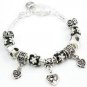 Super Cute Tibetan Silver Heart Bead and enamel Charm BRACELET #CH08