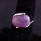 Large Silver Natural Purple Amethyst Stone RING SIZE 7.5 #R235