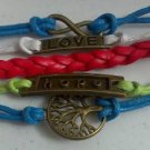 Cute Multi layer Woven Cord "Hope"  Pink White Blue & Green BRACELET #B78