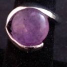 Large Silver Natural Purple Amethyst Stone RING SIZE 6.25 #R173