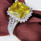 BEAUTIFUL YELLOW ZIRCON RING .925 STERLING SILVER RING Size 9  #R326