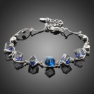 18k Platinum Changing color Blue / Clear Crystal Cubes Bracelet  #B44