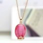 CUTE 18K GOLD PINK OPAL SWAN CRYSTAL PENDANT and CHAIN #N49