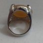 Unique Natural Stone Silver Large Yellow Agate RING Size 9 #R365