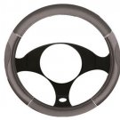 Grey Non Slip Luxury Steering Wheel Cover Design Universal Fit New Chrome