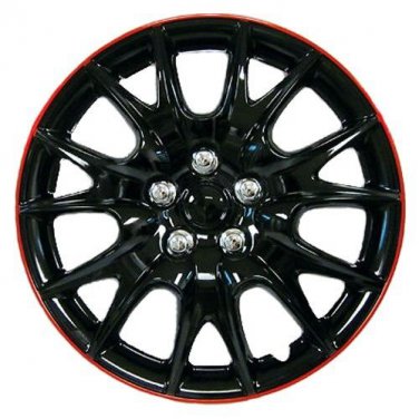 Retention Ring Installation New Black Red Lip Wheel Cover 15" Full Set Of 4