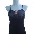 Ladies Camisole Top Womens Cami Vest Embroidered Lace Bust Area Black Size UK 14-16/EU L-XL