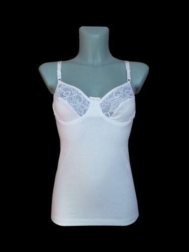 Ladies Camisole Top Womens Cami Vest Underwired Lace Cups White Size UK 8-10/EU XS-S