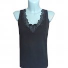 Ladies Floral Lace Crochet Camisole Top Womens Cami Vest Top Black Size UK 12-14/EU M-L