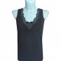 Ladies Floral Lace Crochet Camisole Top Womens Cami Vest Top Black Size UK 12-14/EU M-L