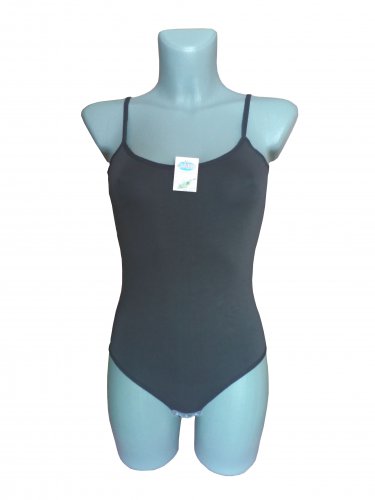 Ladies Body Womens Bodysuit Top Leotard Sleeveless Thong String Back Grey Size UK 12-14/EU M-L