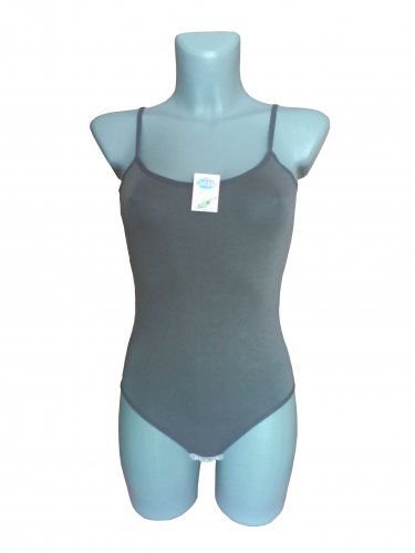 Ladies Body Womens Bodysuit Top Leotard Sleeveless Briefs Back Grey Size UK 10-12/EU S-M