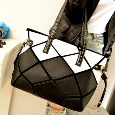 Fashion Leopard Zipper White PU Shoulder Bag