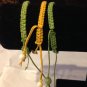 3pc Set Yellow and Green Skull Cross & Peace Sign Bracelets Handmade