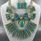 TURQUOISE BASE   NECKLACE SET. 17"L - 4"EXTENDER