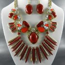 Red BASE   NECKLACE SET. 17"L - 4"EXTENDER